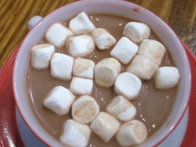hot cocoa or hot chocolate with marshmallows