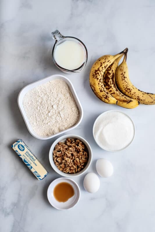 ingredients for banana bread