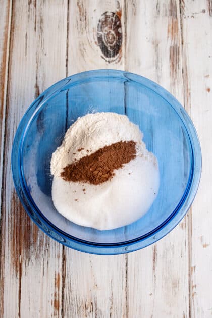 Add cocoa powder to mixing bowl.