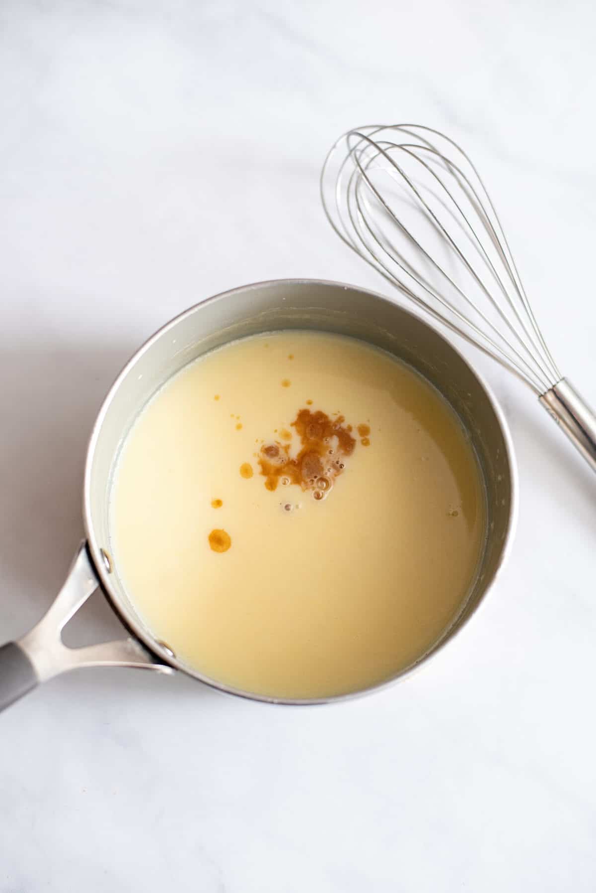 Add a teaspoon of vanilla to milk mixture.