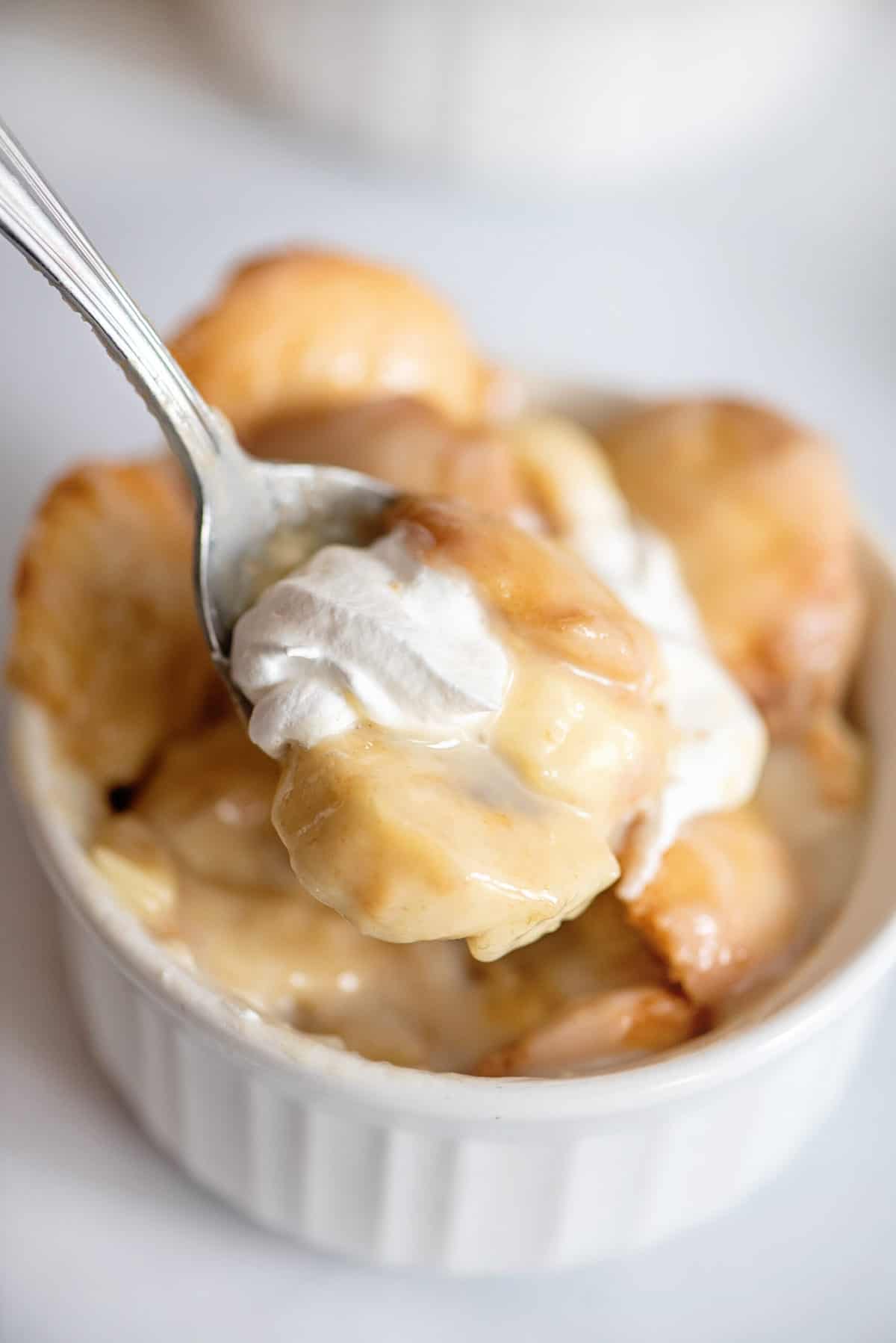 Spoonful of banana pudding.