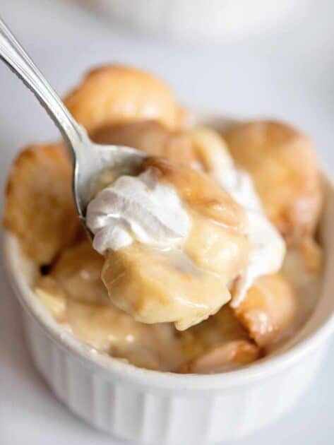 Spoonful of banana pudding.