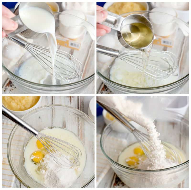 Add milk, pudding and cake mix to mixing bowl and mix well.