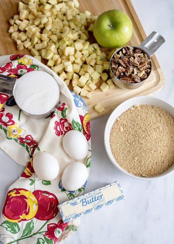 Ingredients for Apple Snack Cake.