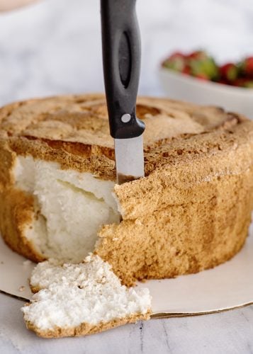 Preparing the Angel Food Cake.