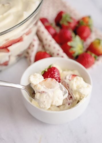 YUM! Bowl of Strawberry Punch Bowl Cake.