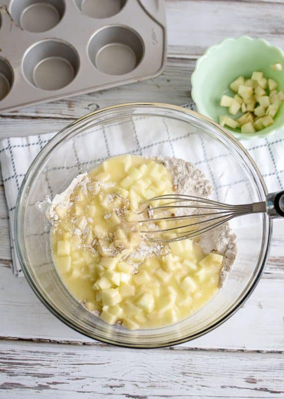 Combine wet and dry ingredients.