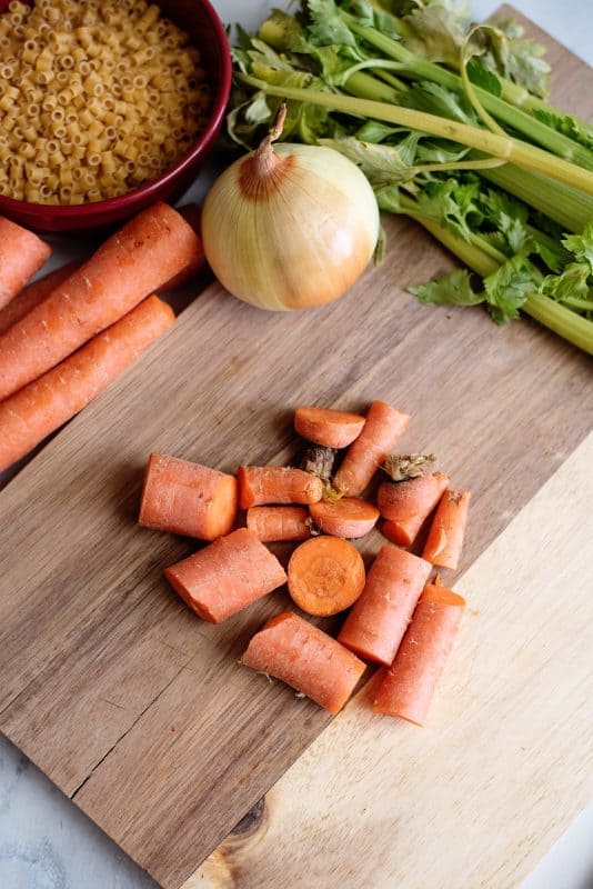 cut up carrots and save for broth