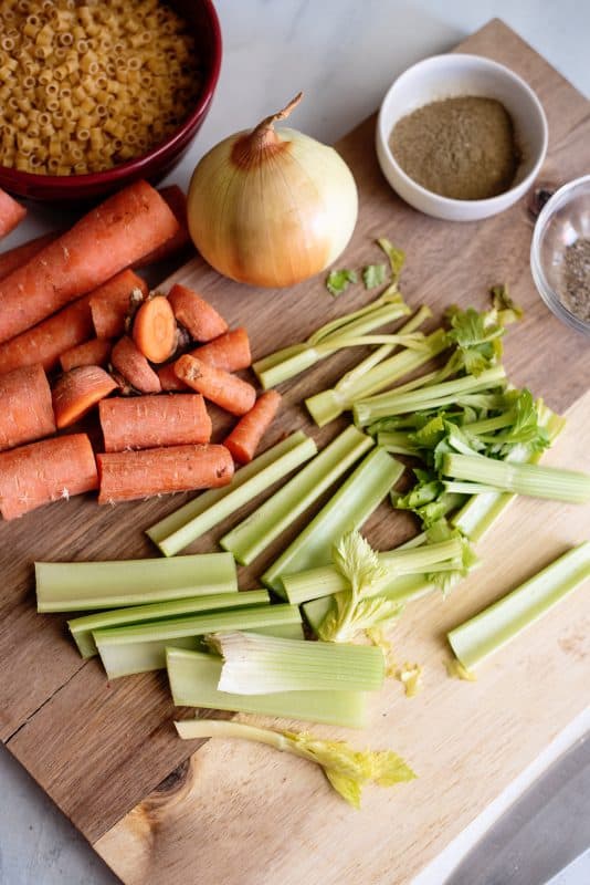 cut up celery and keep for broth