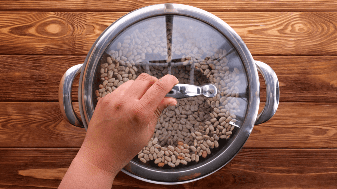 Place lid on pot and soak dried beans overnight.