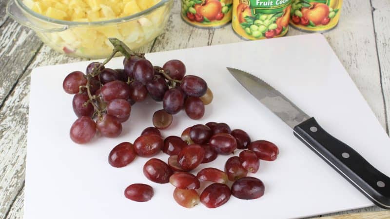 Slice grapes.