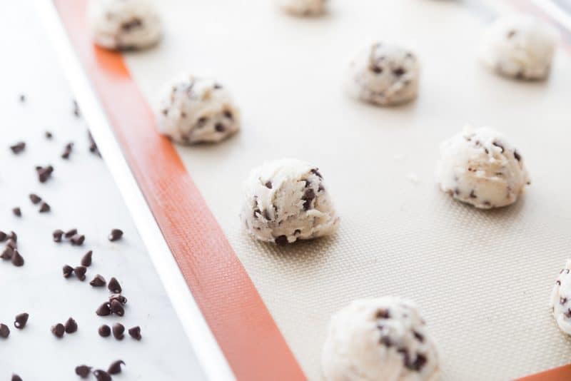 Place balls of dough on cookie sheet.