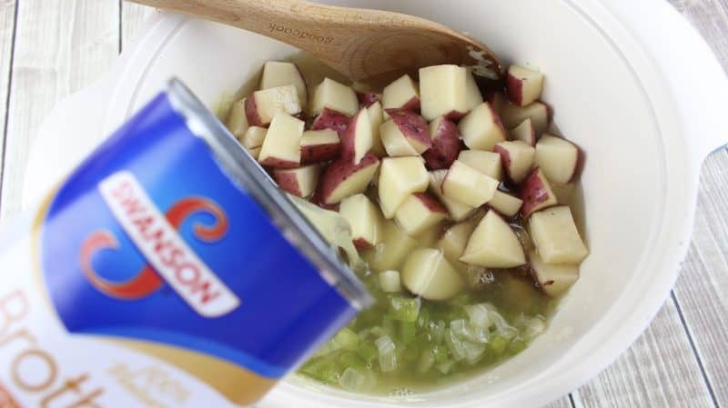 Add potatoes and broth to stockpot.