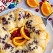 Overnight Pull Aparts with cranberries and oranges