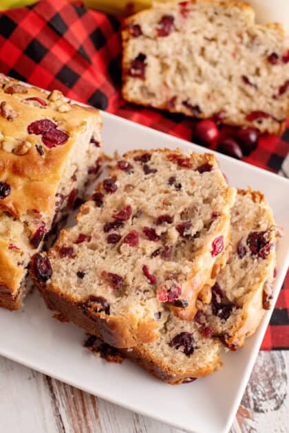 Slices of cranberry banana bread.