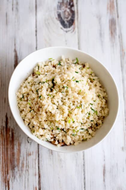 Add rice to bowl to make Vegetarian Hoppin John.