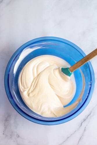 Mixed cream filling in a bowl.