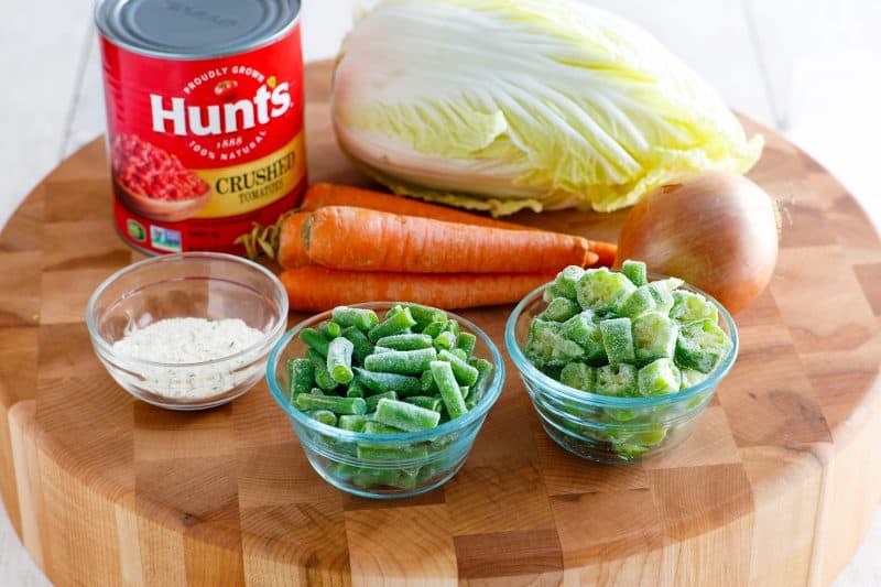 Ingredients for easy vegetable soup.