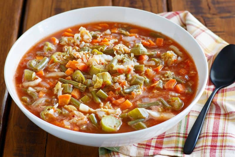 A bowl of easy homemade vegetable soup.