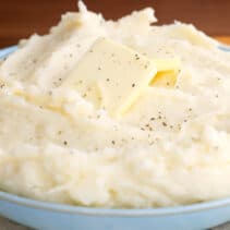 Bowl of homemade mashed potatoes.