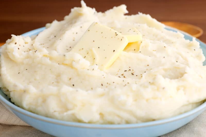 Bowl of homemade mashed potatoes.