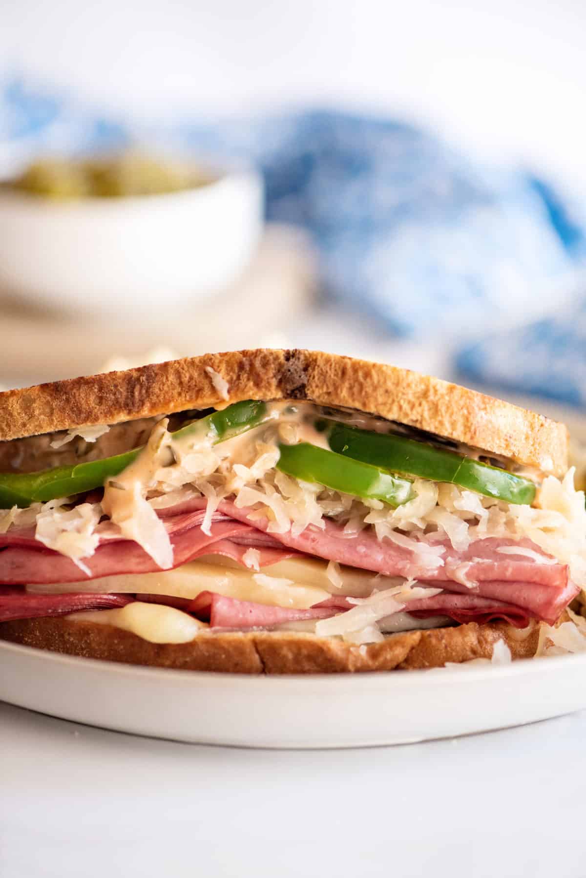 Classic Reuben sandwich.