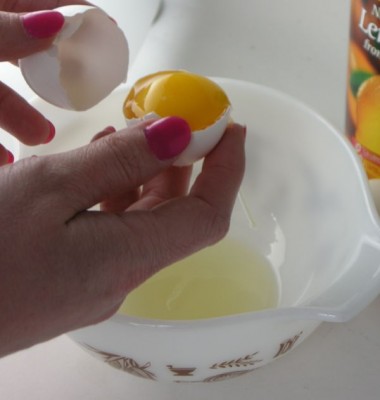 Separating eggs.