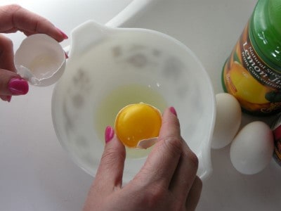 Separating eggs.