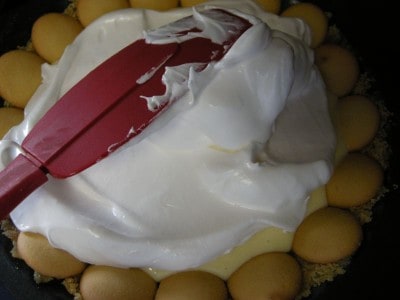 Spread meringue over lemon meringue pie (made with condensed milk).