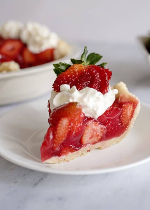 Slice of fresh strawberry pie.