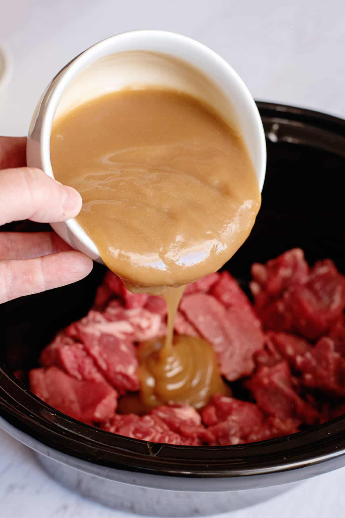 cover stew meat with gravy