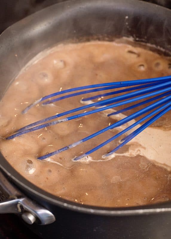 Constantly stir gravy and bring to a boil.