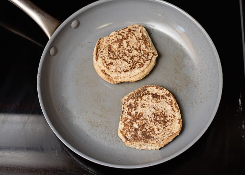 Cook french toast in greased skillet until golden brown on both sides.