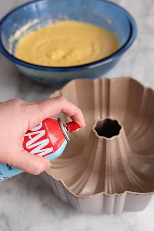 grease your pan with cooking spray.