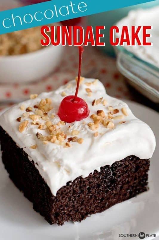 Chocolate Sundae Cake Pinterest image