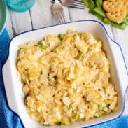 Baked hot chicken salad.