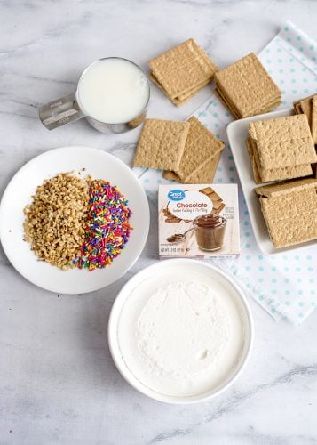 Ingredients for ice cream sandwich with graham crackers recipe.