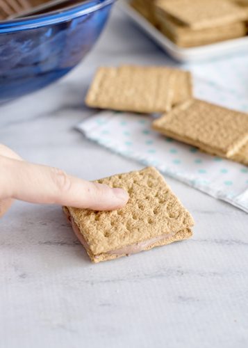 Add another graham cracker on top to make an ice cream sandwich.