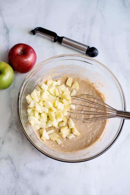 add the apples to the batter