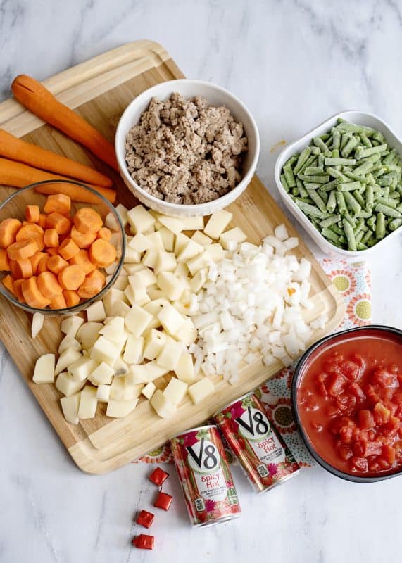 Ingredients for Ground Beef Stew.