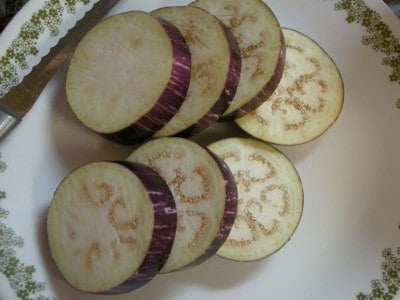 Slice eggplant.