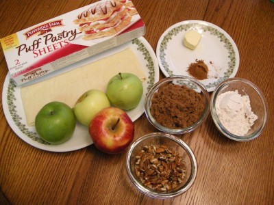 Ingredients for caramel apple pinwheels.