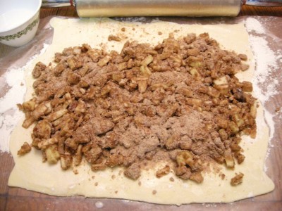 Place mixture onto puff pastry sheet.