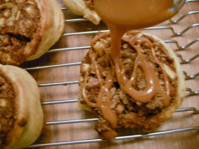 Drizzle apple pinwheels with caramel