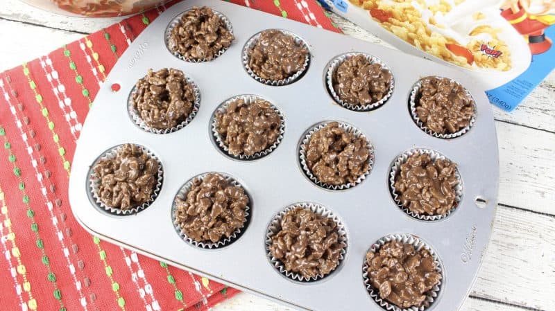 Christmas candies hardening in muffin tin.
