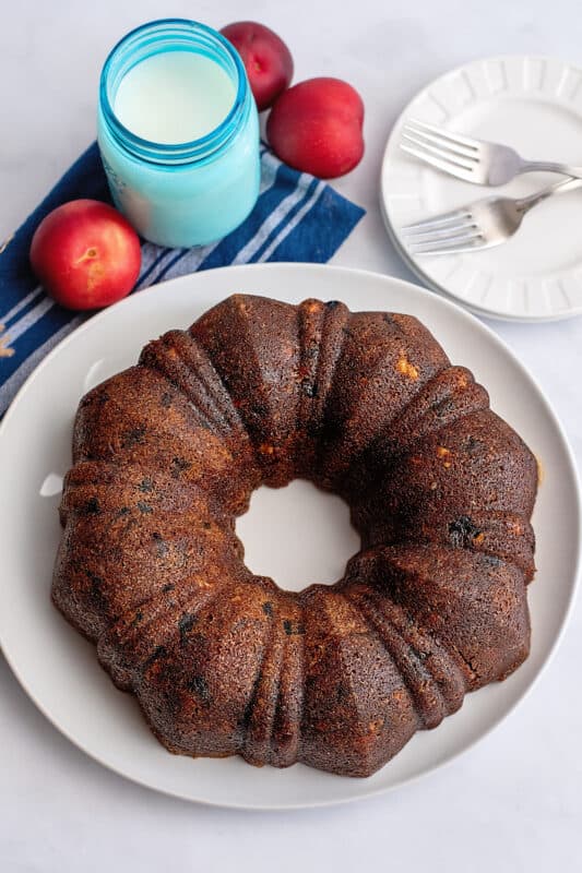 Baked sugar plum cake or prune cake.