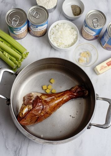 prepping turkey leg