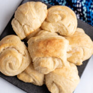 Plate of easy yeast rolls.