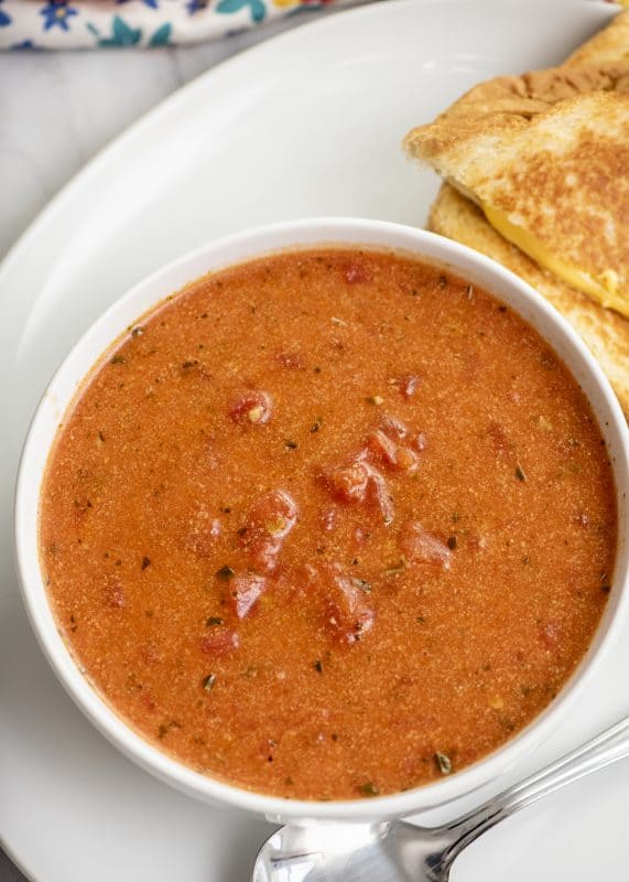 Bowl of tomato basil soup.