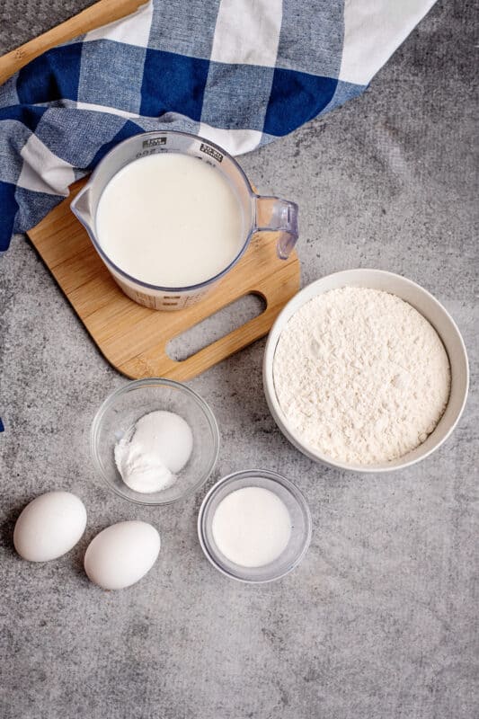 Ingredients for the best old-fashioned pancakes.